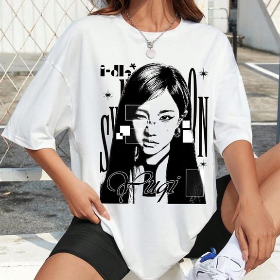 Yuqi I-DLE Kpop Graphic T-shirt, Syncopation, Vintage Music Theme Casual Tee