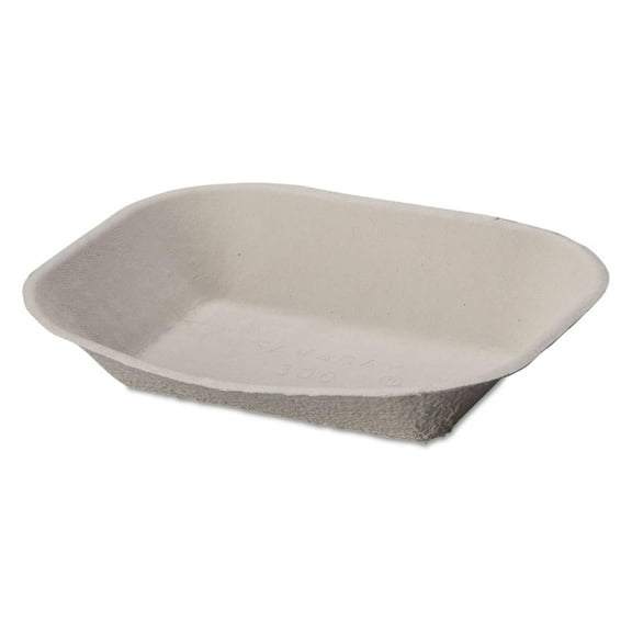YuraZH 10405 9 in. x 7 in. Savaday Molded Fiber Food Tray - Beige (500/Carton)