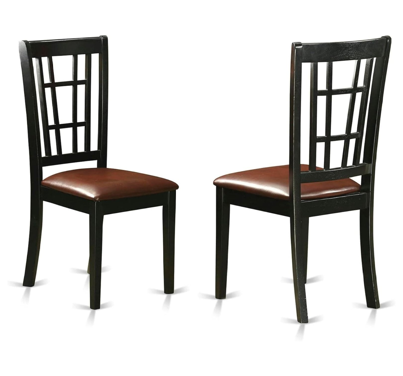 Nicoli Black Faux Leather Wood Dining Side Chairs, Set of 2