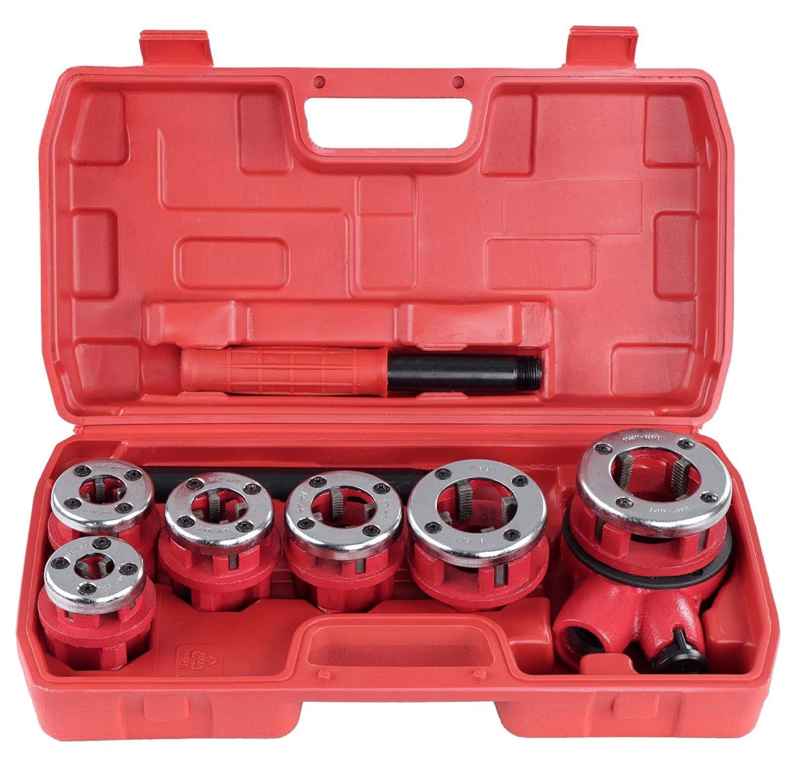 YuraZH Ratchet Pipe Threader - Galvanized Pipe Threader Kit with 6 Iron Pipe Dies for Threading Metal and PVC Pipes