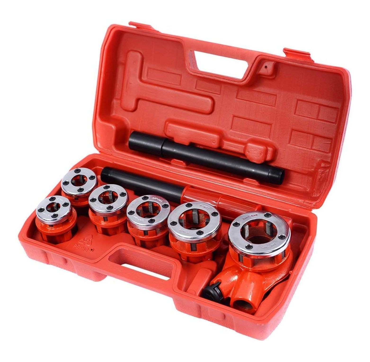 YuraZH Ratchet Pipe Threader Kit Set Portable W/6 Dies and Case Gas Manual Ratcheting Pipe Threading Tool Set
