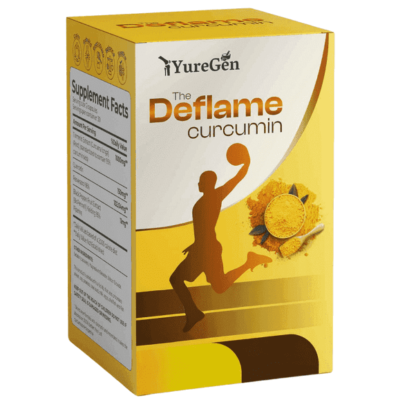 Yuregen Deflame Curcumin Turmeric Supplement with BioPerine Black Pepper 95 Percent Curcuminoids 60 Capsules Joint Mobility Support