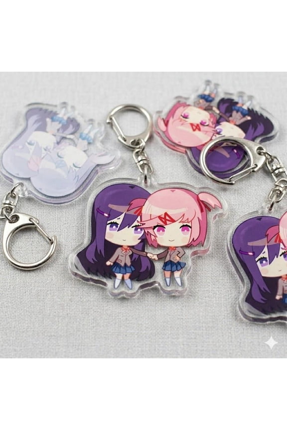 Yuri Natsuki DDLC Chibi Acrylic Keychain, Doki Doki Literature Club Duo Bag Charm, RANDOM 1 PACK