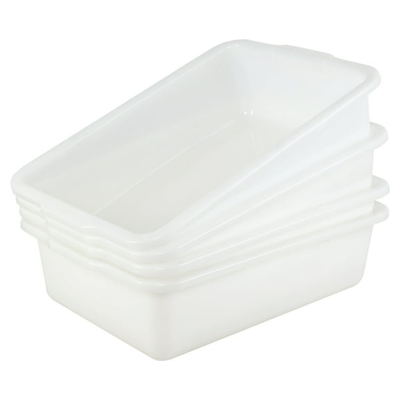 Yuright 32 Liter Commercial Bus Tubs, Large Plastic Basin Tub Set of 4, White