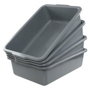 Yuright 4 Pack 32 Liter Commercial Bus Box, Extra Large Plastic Bus Tub, Grey