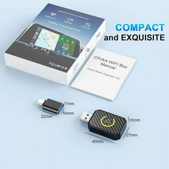【Yurnlv】 Wireless Apple CarPlay Adapter for Factory Wired Cars from 2016 Onwards - 2-in-1 Wireless CarPlay & Android Auto Adapter Easier Connectivity Compatibility Stable, Faster, Automotive