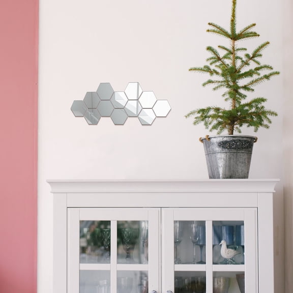 Yurqghjb Hexagon Mirror Wall Stickers Acrylic Self Adhesive Mirror Tiles 3D Honeycomb Art Decal for Living Room Bedroom Home Decor