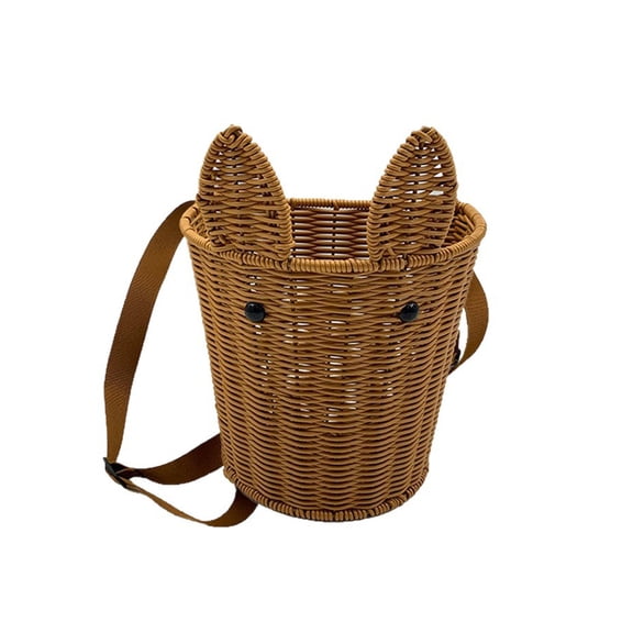 Yurqghjb Rustic Woven Rabbit Basket with Handle for Easter Egg Hunt and Home Storage