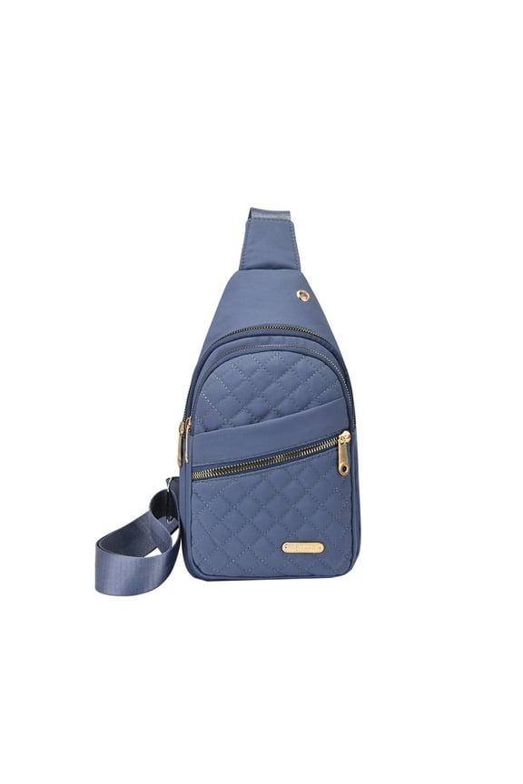 Women's Waterproof Nylon Backpack Embroidered Diamond Pattern Travel Bag for School