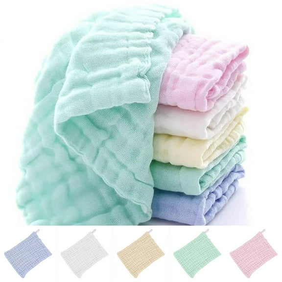 Yuseik Towel Clearance, Five-Piece Face Towel Set, Baby Washcloths Muslin Cotton Baby Face Towels 5 Pack Wash Cloths Soft On Sensitive Skin Absorbent for Boys & Girls 12X12 Inches, (5*Towel)