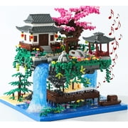 Yushinv Cherry Blossom Tree Building Set with Gift Box, Original Music Type Symphony, Japanese Sakura Tree House Lights Building Kit 3320 Pcs