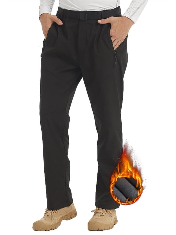 Snow Ski Pants Fleece Lined, Hiking Softshell Pants (Men's)