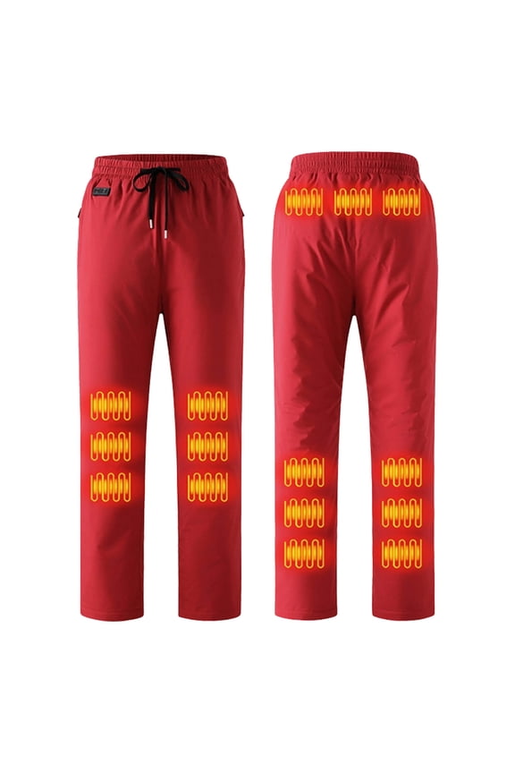 Men's 15-Zone Heated Fleece Pants - 3-Gear Dual-Control Elastic Waist Winter Warm Trousers