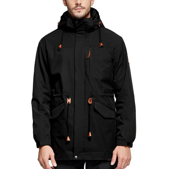 Yusimy Men's 3-in-1 Detachable Two-Piece Windproof Water-Repellent Jacket Zip-Front Pocket Long Sleeve Hooded Outdoor Jacket Solid Color Functional Outdoor Style