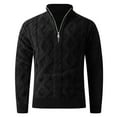 thumbnail image 1 of Yusimy Men's Cable Knit Mock Neck Zip-Front Fleece-Lined Thick Yarn Pullover Long Sleeve Sweater Warm Casual Style, 1 of 7