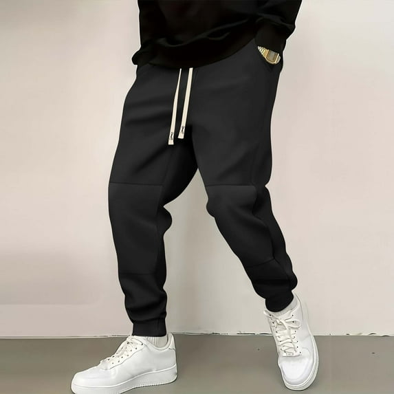 Yusimy Men's Cargo Joggers Solid Color Breathable Workout Elastic Drawstring Waist Multiple Pockets Utility Sporty Casual Streetwear Pants