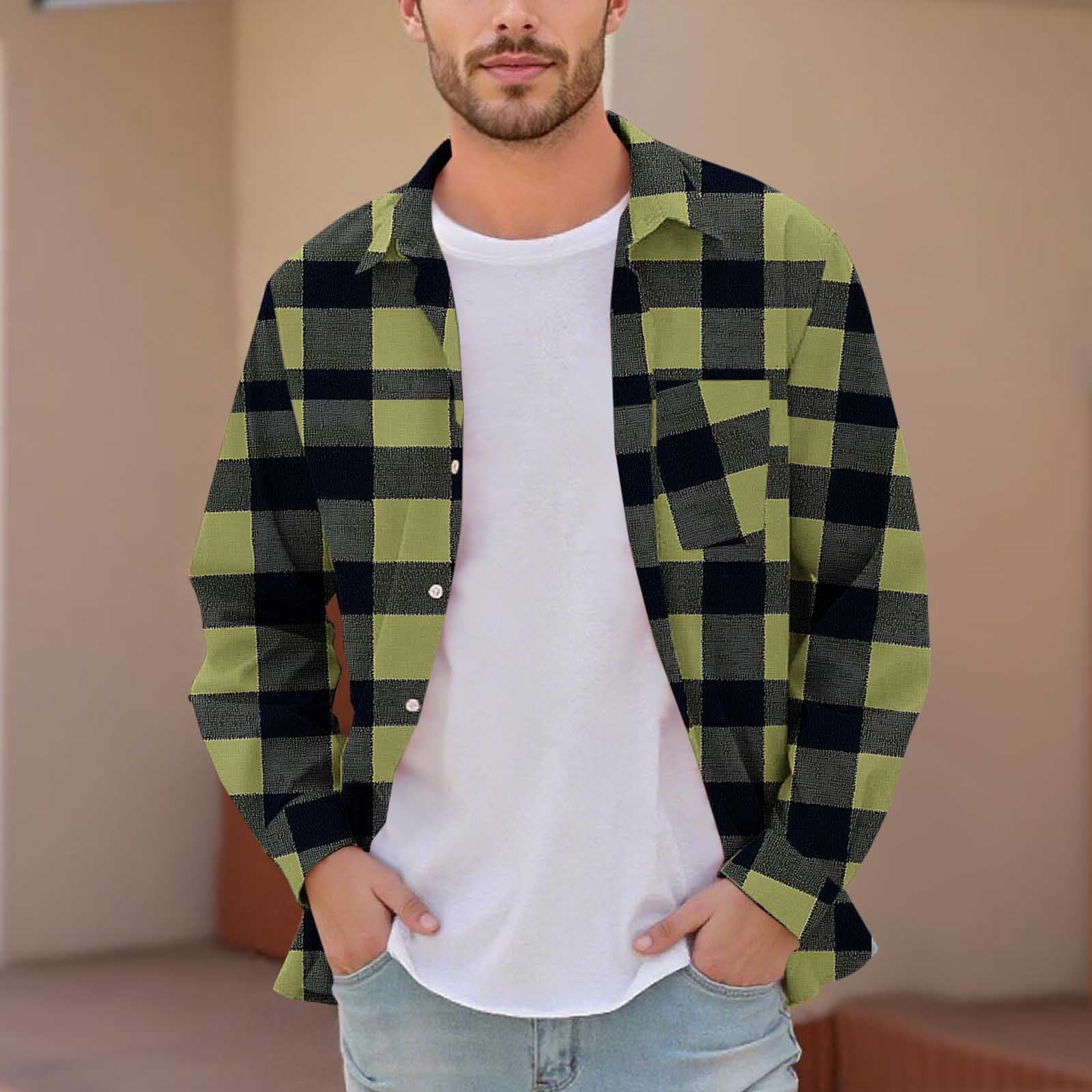 XFLWAM Men's Fleece Coat, Long Sleeve Quilted Lined Flannel Hoodie Shirt Lightweight Jacket Red Xl
