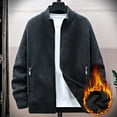 thumbnail image 1 of Yusimy Men's Casual Long Sleeve Shirt Solid Color Stand Collar Zip-Up Fleece Lined Pocket Design Knitted Fashion, 1 of 5