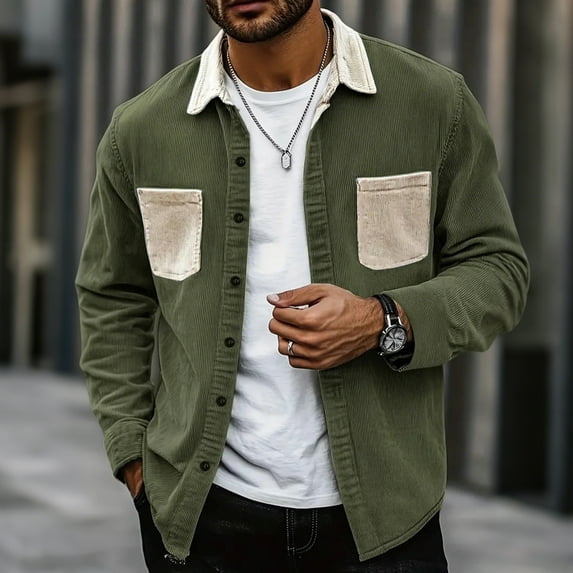 Yusimy Men's Casual Long Sleeve Shirt - Stylish Printed Pattern, Button Down Collar, Wrinkle-Resistant Cotton-Blend Fabric Daily Office & Weekend Outing Wear Easy-Match Casual Style