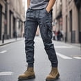 thumbnail image 1 of Yusimy Men's Casual Loose-Fit Pants Vertical Stripe Solid Color Straight Leg Trousers Versatile Modern Classic Style, 1 of 3