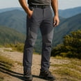 thumbnail image 1 of Yusimy Men's Casual Pants Solid Color Elastic Waist Outdoor Hiking Water-Resistant Flannel-Lined Multiple Pockets Straight Leg Thermal Comfort Style, 1 of 3