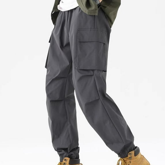 Yusimy Men's Casual Pants Solid Color Loose Straight Sporty Workwear Long Pants Breathable Trendy Versatile Style for Outdoor Activities