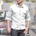 thumbnail image 1 of Yusimy Men's Casual Relaxed Long Sleeve Linen Shirt - Solid Color, Button Front with Side Pockets Lightweight Breathable Fabric, Spring Summer Daily Wear & Beach Vacation Outfit, 1 of 8