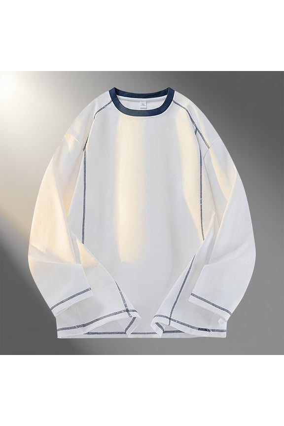 Men's Casual Shirt Solid Color Long Sleeve Round Neck Modern Streetwear Minimalist Urban Top Apparel
