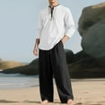 thumbnail image 1 of Yusimy Men's Casual Shirt Two-Piece Set Long Sleeve Round Neck Solid Color Pocket Elastic Waist Relaxed Outfit, 1 of 5
