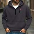 thumbnail image 1 of Yusimy Men's Casual Solid Color Hoodie - Long Sleeve Full-Zip Pullover, Adjustable Drawstring Hood, Warm Fleece Lining Fall Winter Daily Errands & Gym Layer Wear, 1 of 7
