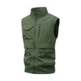 thumbnail image 1 of Yusimy Men's Casual Solid Color Lightweight Vest Stand-Up Collar Multi-Pocket Workwear Outdoor Big Size Functional Vest, 1 of 4