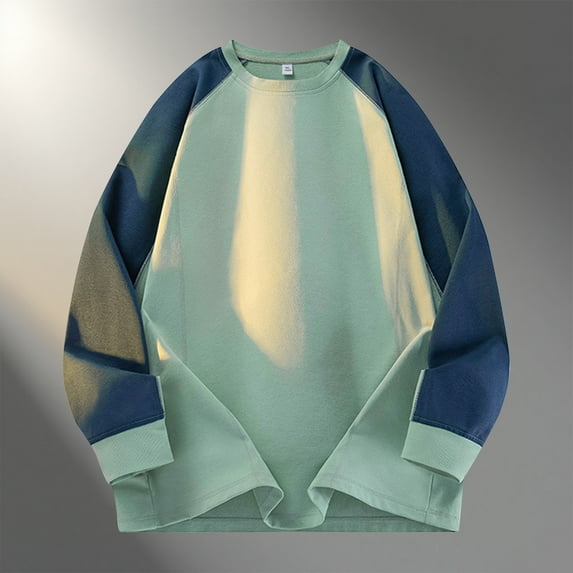 Yusimy Men's Casual Solid Color Long Sleeve Shirt Round Neck Fashion Urban Streetwear Modern Relaxed Fit Basic Tops