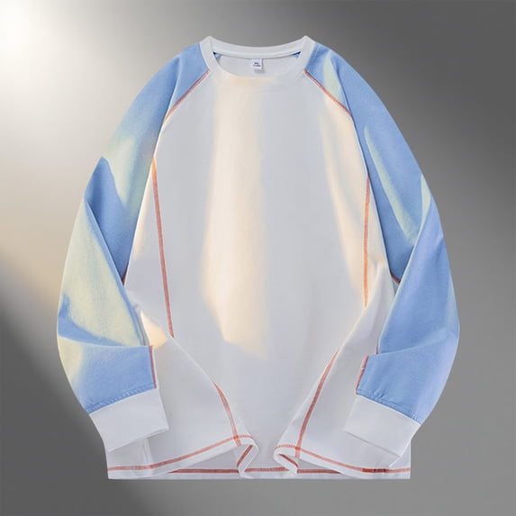 Yusimy Men's Casual Solid Color Long Sleeve Shirt Round Neck Fashion Urban Streetwear Modern Relaxed Fit Basic Tops