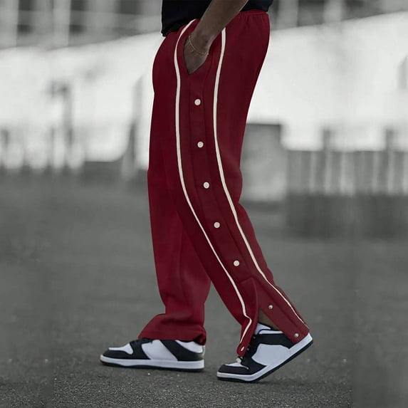 Yusimy Men's Casual Sport Pants Solid Color Breathable Patchwork Fitness Straight Leg with Pockets Active Style