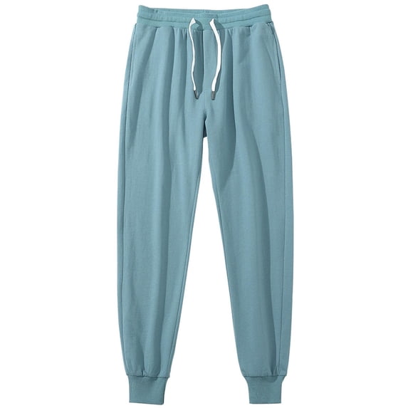 Yusimy Men's Casual Sporty Solid Color Elastic Waist Drawstring Wide-Leg Tapered Cuff Pants