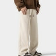 thumbnail image 1 of Yusimy Men's Casual Straight Leg Fleece-Lined Pants Solid Color Drawstring Waist with Pockets Warm Winter Trousers, 1 of 9