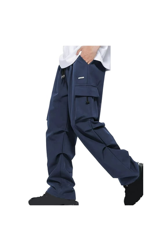 Men's Casual Striped Pants Solid Color Loose Fit Vertical Stripe Design Relaxed Urban Streetwear