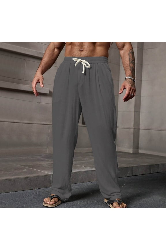 Men's Casual Wide Leg Pants - Loose Fit Solid Color Sporty Breathable Trousers - Athleisure Style