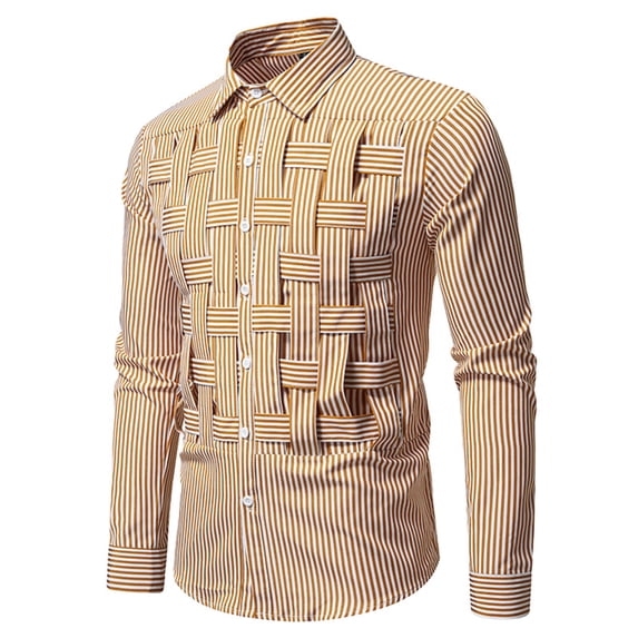 Yusimy Men's Checkered Shirt Colorblock Button-Down Collar Long Sleeve Casual Classic Style