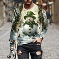 thumbnail image 1 of Yusimy Men's Christmas Print T-Shirt Long Sleeve Round Neck Pullover Top Casual Festive Holiday-themed Apparel, 1 of 5