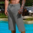 thumbnail image 1 of Yusimy Men's Cotton Linen Casual Shorts Drawstring Waist Breathable Comfortable Loose-Fit Sporty Seven-Eighth Pants Casual Fashion Style, 1 of 7