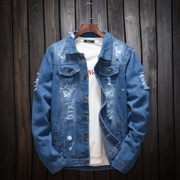 Yusimy Men's Denim Jacket Hooded Jacket Button Closure Functional Pockets Long Sleeve Hooded Casual Daily Style