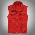 thumbnail image 1 of Yusimy Men's Denim Vest Sleeveless Lapel Collar Casual Solid Color Lightweight Summer Jacket Breathable Denim Style, 1 of 9