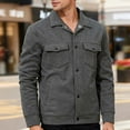 thumbnail image 1 of Yusimy Men's Fleece Jacket Winter Snap-Front Cardigan Turn-Down Collar Long Sleeve Casual Coat with Snap Pockets Stylish Warm Outerwear, 1 of 9