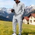 thumbnail image 1 of Yusimy Men's Fleece-Lined 2-Piece Cargo Set Half-Zip Zip-Up Stand-Up Collar Pocket Jogger Pants Casual, 1 of 9