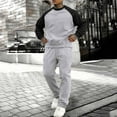 thumbnail image 1 of Yusimy Men's Fleece-Lined Color-Block 2-Piece Set Loose Casual Drawstring Jogger Pants Pullover Long Sleeve Warm, 1 of 9