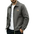thumbnail image 1 of Yusimy Men's Fleece-Lined Jacket Turn-Down Collar Solid Color Long Sleeve Hoodless Casual Warm Outwear, 1 of 2