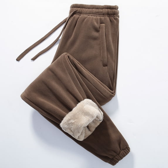 Yusimy Men's Fleece-Lined Thermal Base Layer - Elastic Waist Cuffed Winter Warm Underwear Trousers