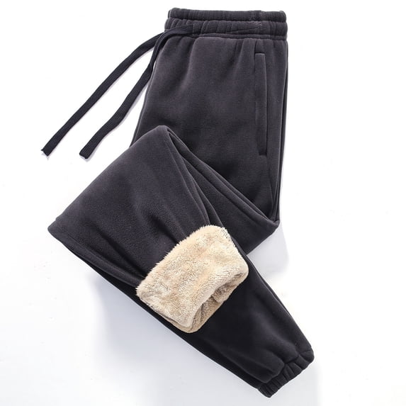 Yusimy Men's Fleece-Lined Thermal Base Layer - Elastic Waist Cuffed Winter Warm Underwear Trousers