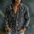 thumbnail image 1 of Yusimy Men's Floral Button-Up Shirt, Breathable Long Sleeve with Collar, Loose Chiffon Top for Vacation Party and Summer Holiday Casual, 1 of 5